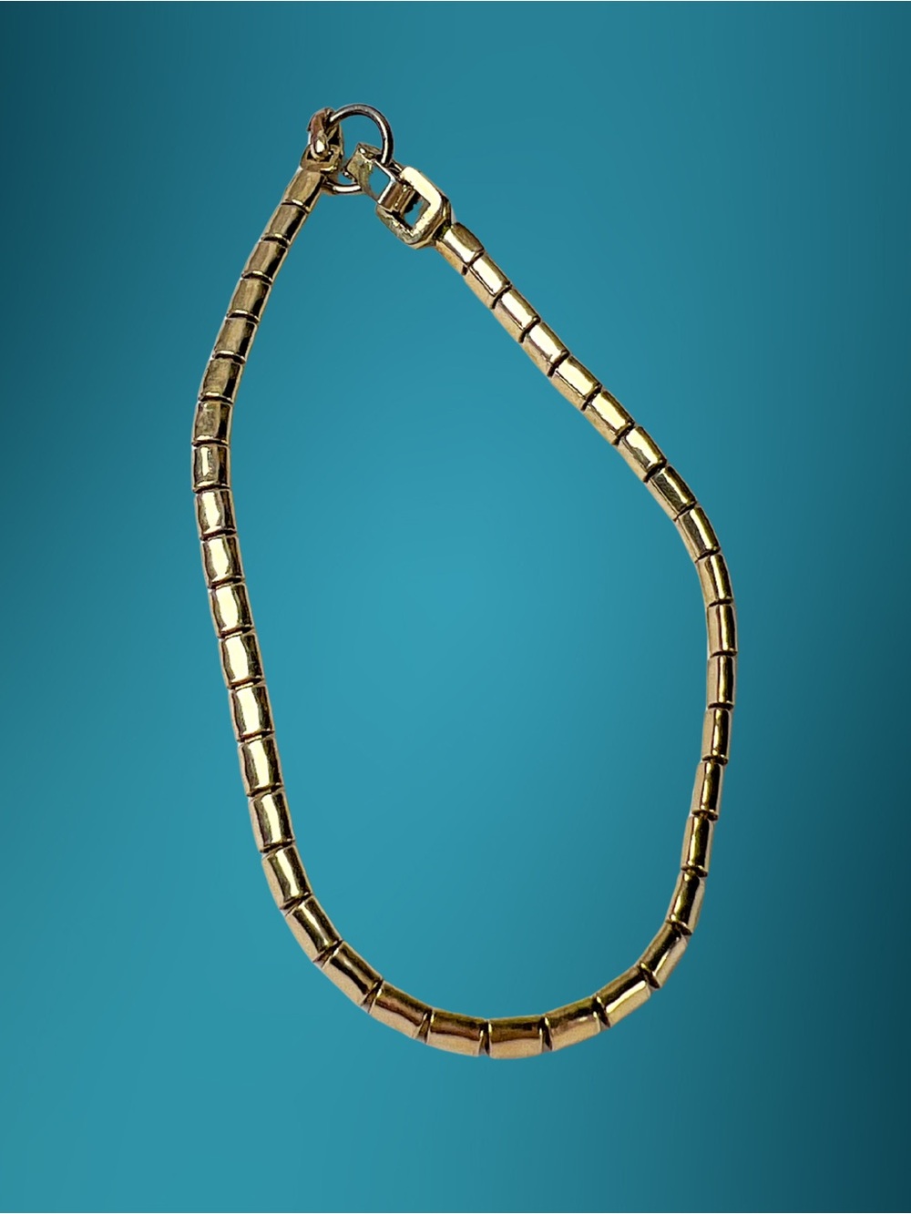 Vintage Gold Tone Segmented Link Bracelet Retro Geometric 7 Inch